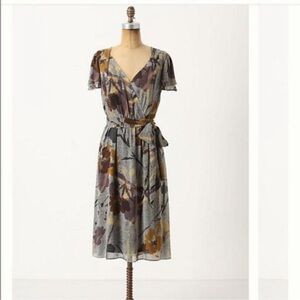 Anthro's Maeve "Bronwen" Faux Wrap Silk Dress